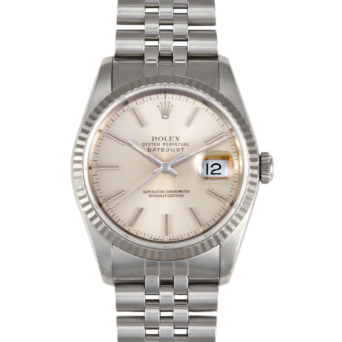 Gebrauchte Rolex ROLEX 16234 Datejust E-Serie Armbanduhr Automatik Silbernes Zifferblatt SS x WG Herren 