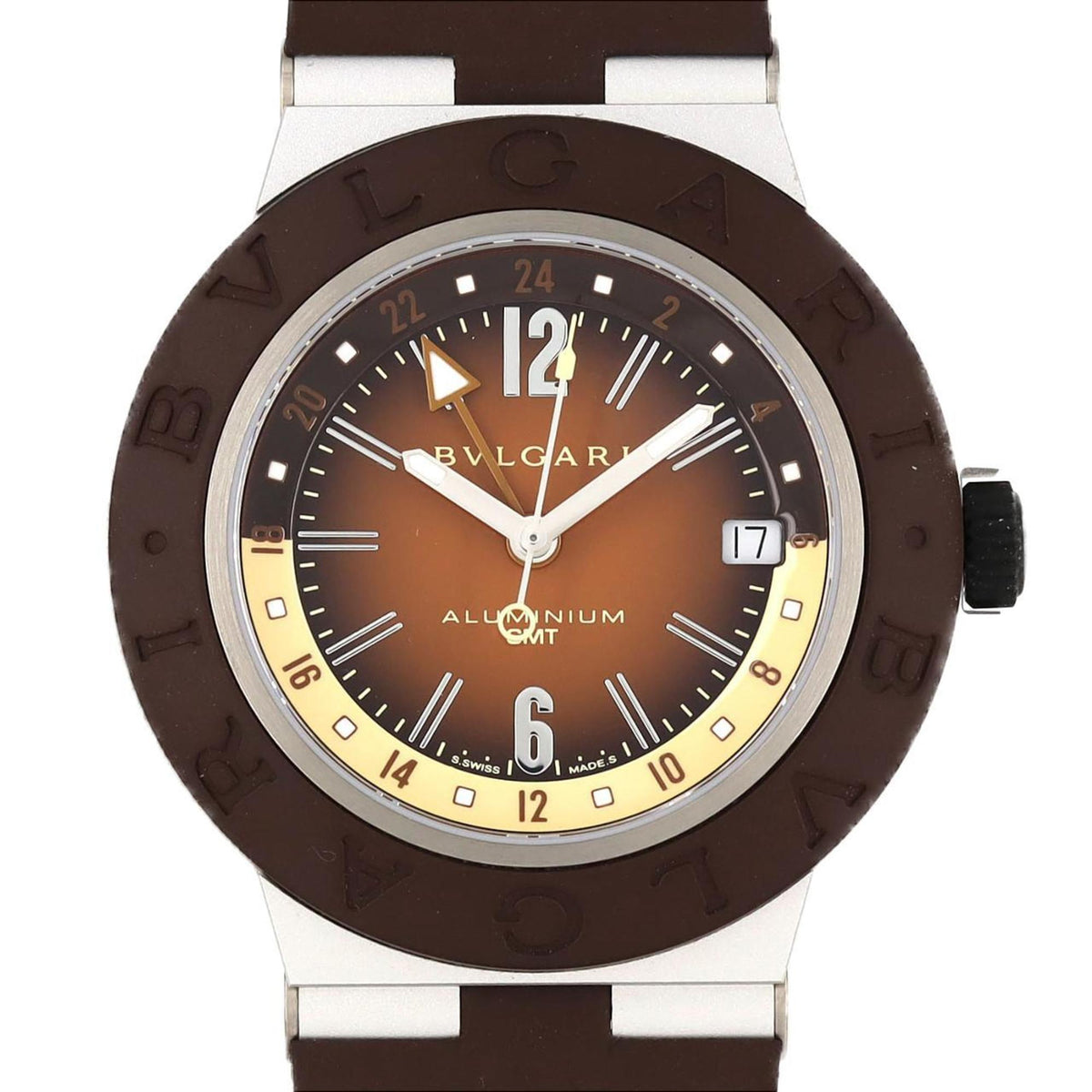 Gebrauchte BVLGARI Aluminium GMT Fender LIMITED BB40ATGMT 104117 Armbanduhr Automatik 