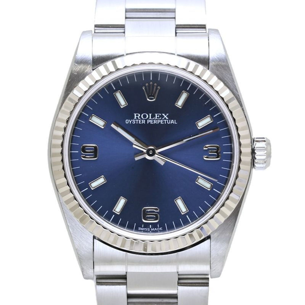 Gebrauchte ROLEX Rolex Oyster Perpetual 31 mm 77014 P-Serie Herren-/Damen-K18WG Weißgold x Edelstahl Jungen 39786 Uhr 