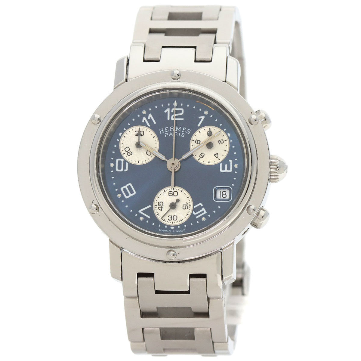 Pre-Owned Herm?s CL1.310 Clipper Chronograph Watch in Stainless Steel/SS for Women