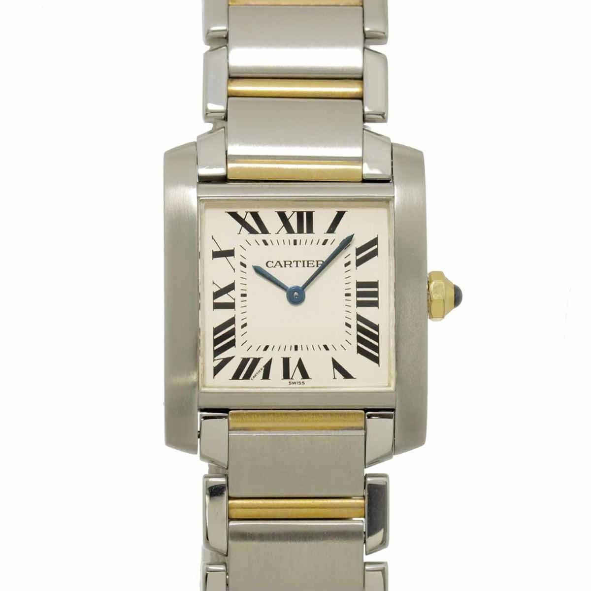 Pre-Owned Cartier Tank Fran?aise MM Two-tone Watch W51006Q4 Boys' Ivory Yellow Gold Quartz