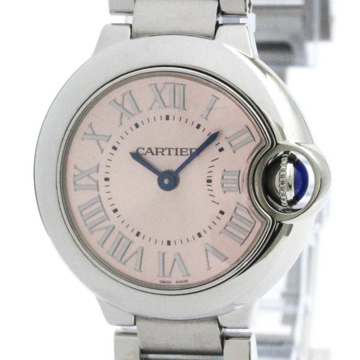 Gebrauchte, polierte Cartier Ballon Bleu SM Stahl-Quarz-Damenuhr W6920038 