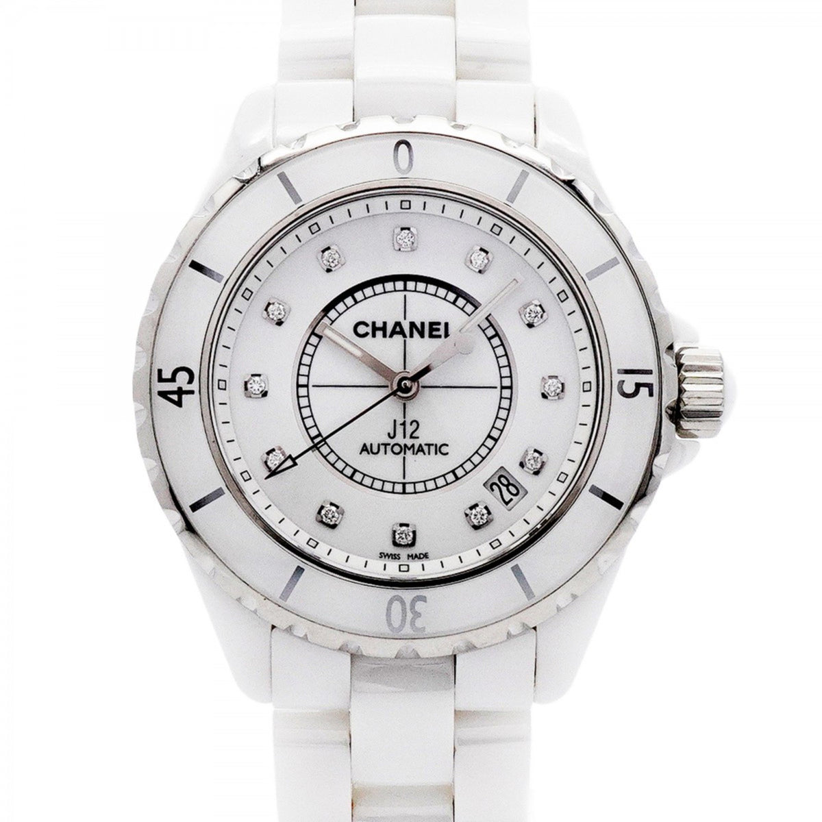Pre-Owned Chanel J12 H1629 White Dial Men's Watch