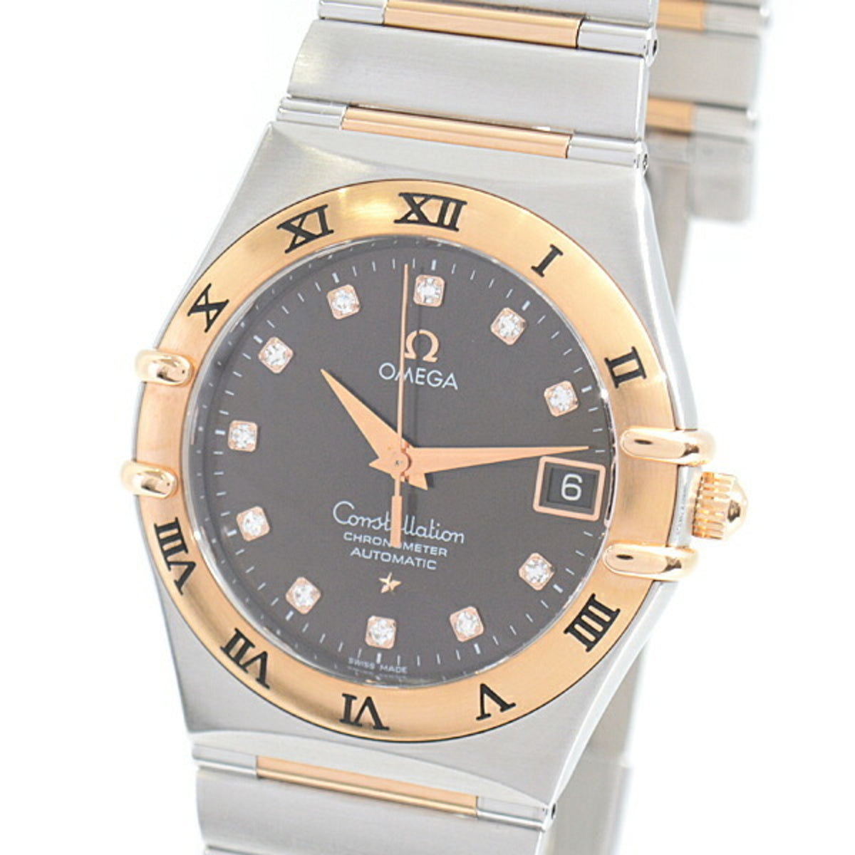Gebrauchte OMEGA Uhren für Damen und Herren, Constellation, 11P Diamant, Automatik, braunes Zifferblatt, SS?750PG 1301.60 