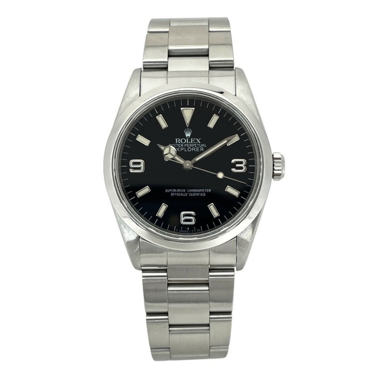Gebrauchte ROLEX Explorer I 14270 Herrenuhr aus Edelstahl, U-Seriennummer, komplett Tritium, Doppelschließe, Automatik, Semi-Vintage 