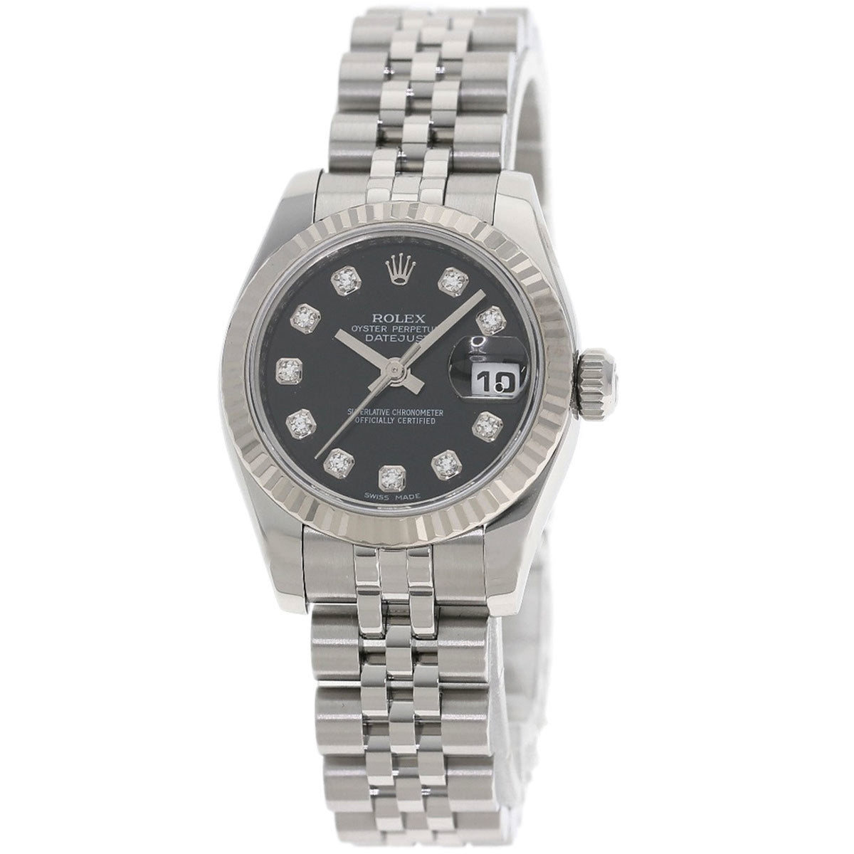 Pre-Owned Rolex 179174G Datejust 10-Piece Diamond Watch in Stainless Steel/SS/18K White Gold for Women