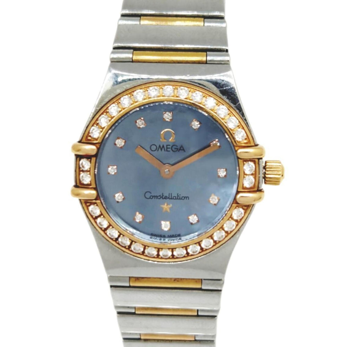 Pre-Owned OMEGA Constellation My Choice USA Limited Edition (1,499 pieces) K18PG Stainless Steel Diamond Blue Shell Dial 1357.77 Women's Watch