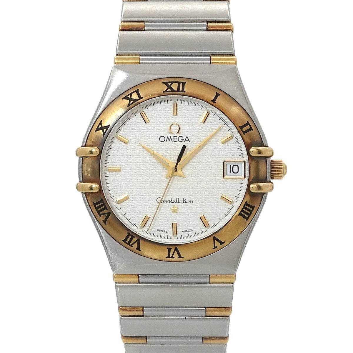 Pre-Owned OMEGA Constellation Two-Tone 1312 30 Men's Watch with Date Display, Silver/Yellow Gold Quartz Movement