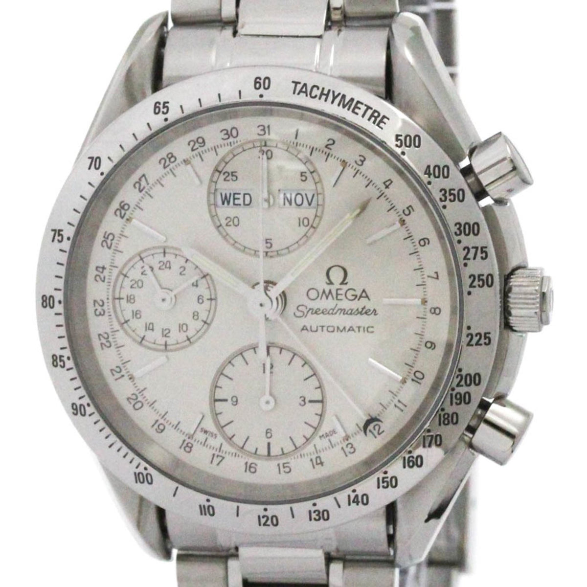 Pre-Owned OMEGA Speedmaster Triple Date Steel Automatic Watch 3521.30 Polished