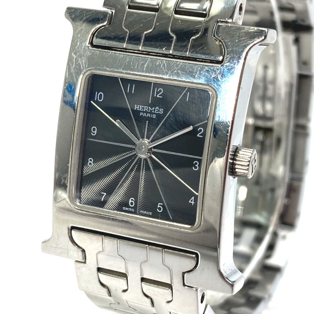 Gebrauchte Hermes HH1.210 Quarz Armbanduhr Silber 