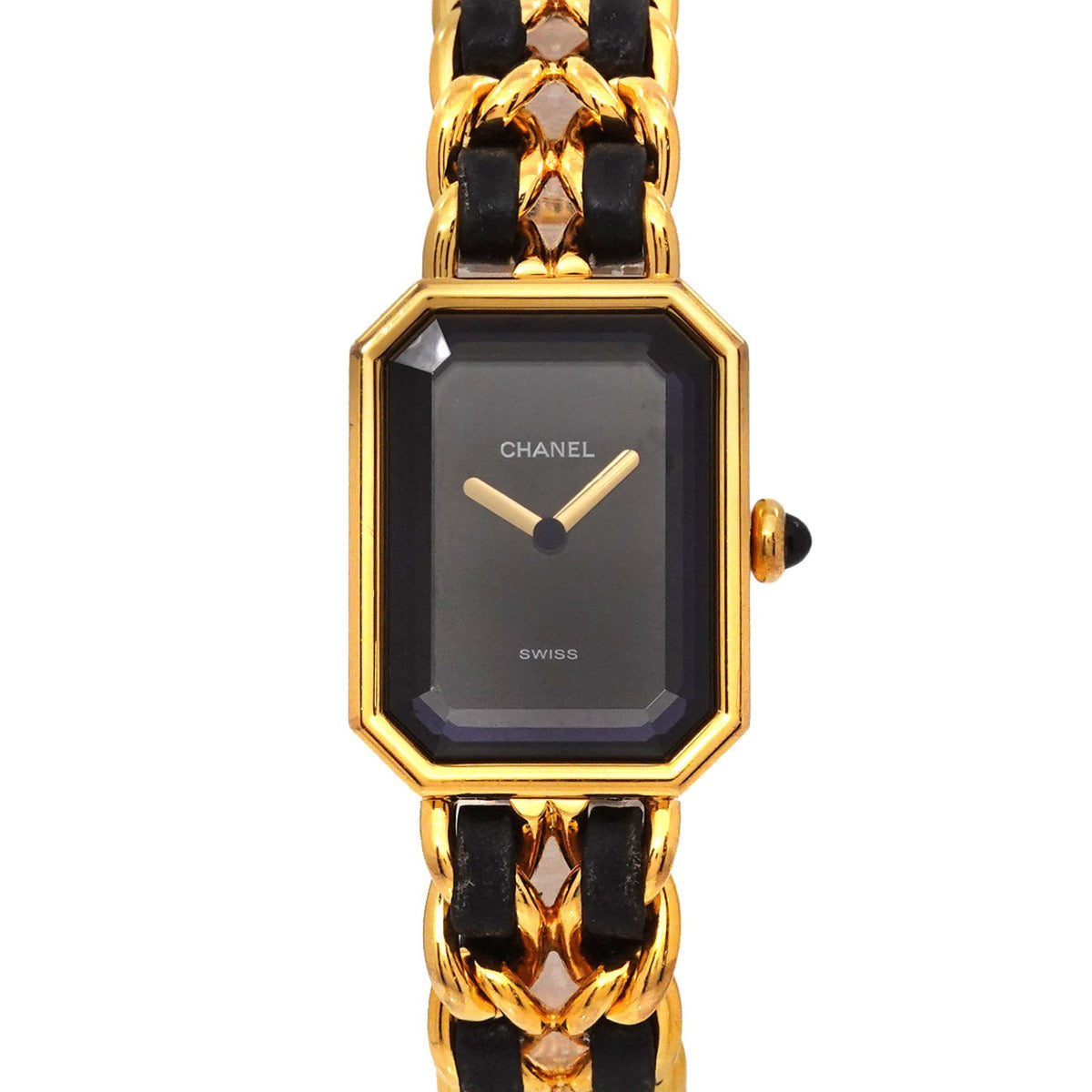 Gebrauchte CHANEL Premiere M Größe H0001 Damenuhr Schwarz Gold Quarz 