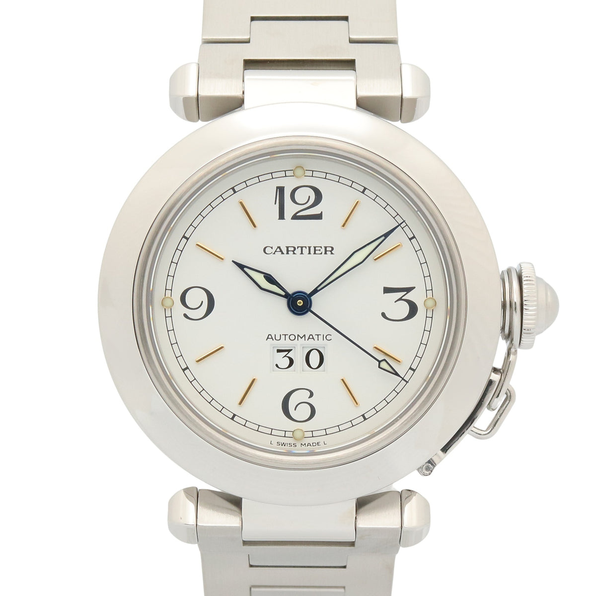 Pre-Owned Cartier Pasha C Big Date Watch, Stainless Steel, Boys' Size, White (W31044M7)