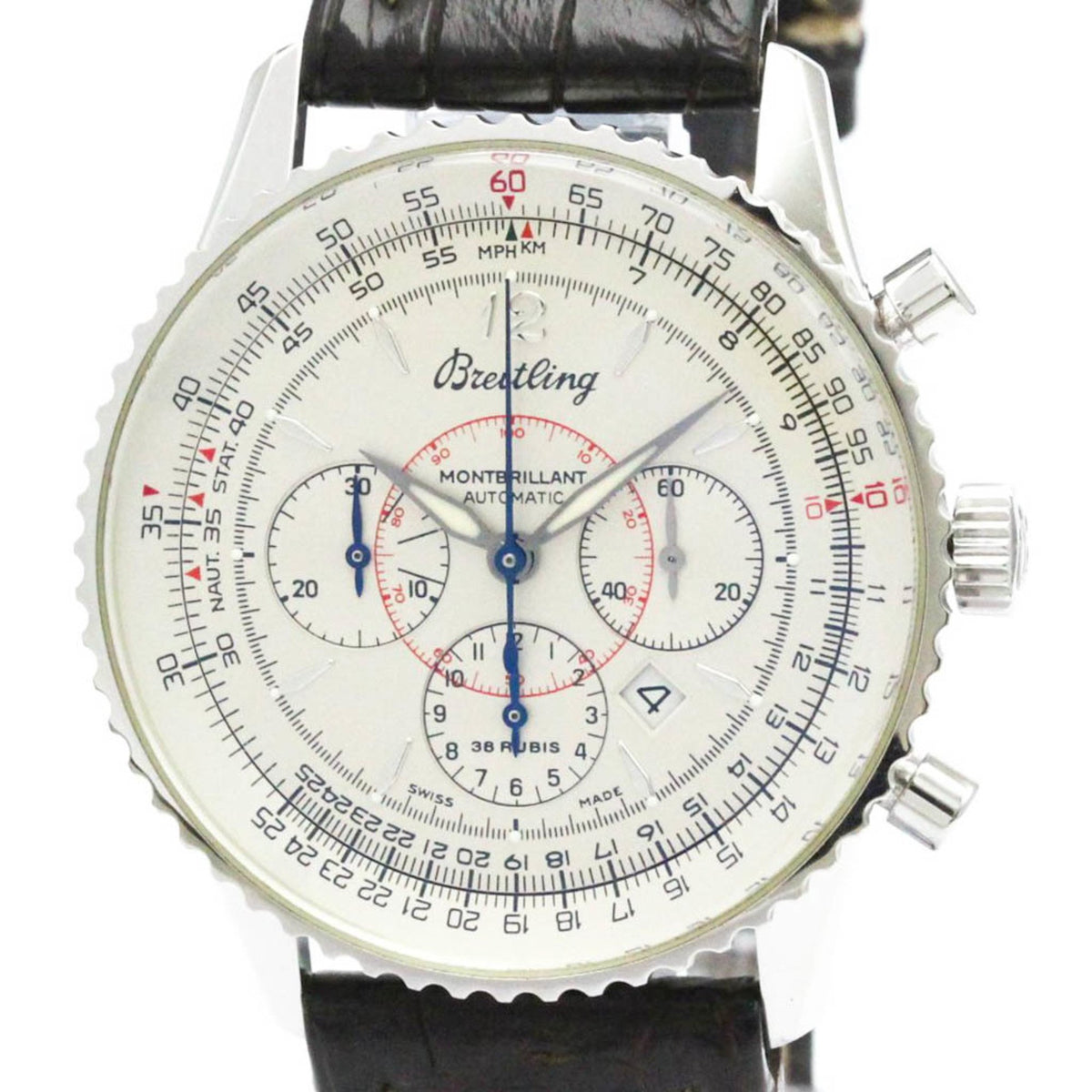 Gebrauchte BREITLING Navitimer Montbrillant Stahl Automatikuhr A41330 poliert 