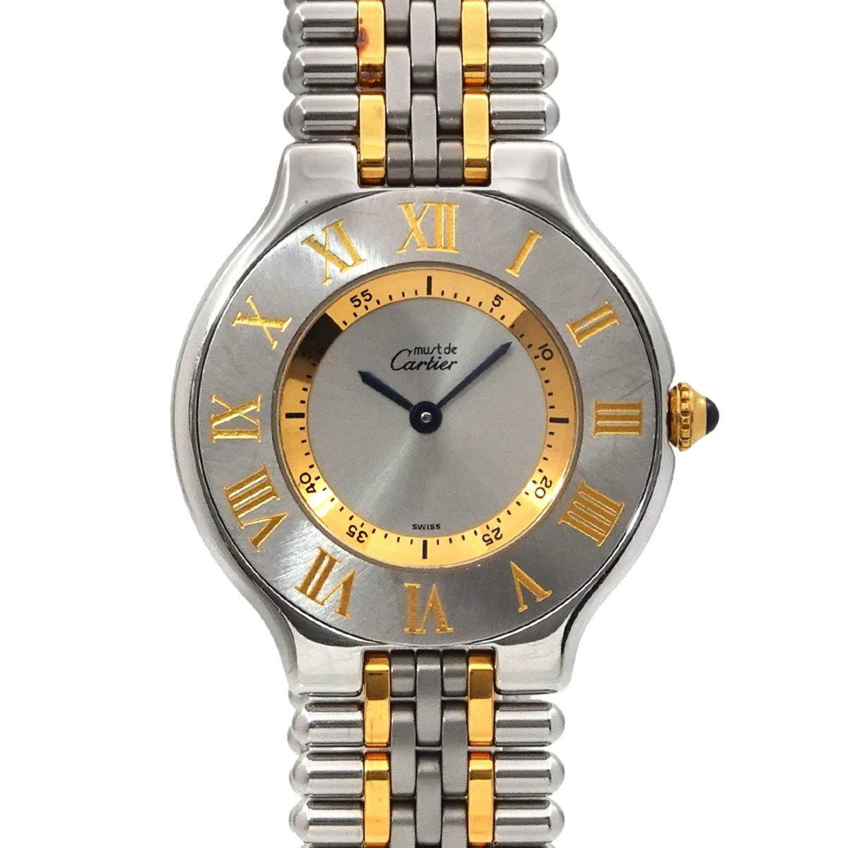Pre-Owned Cartier Must 21 Vantianne Two-tone Watch W10072F4 Boys' Silver Quartz