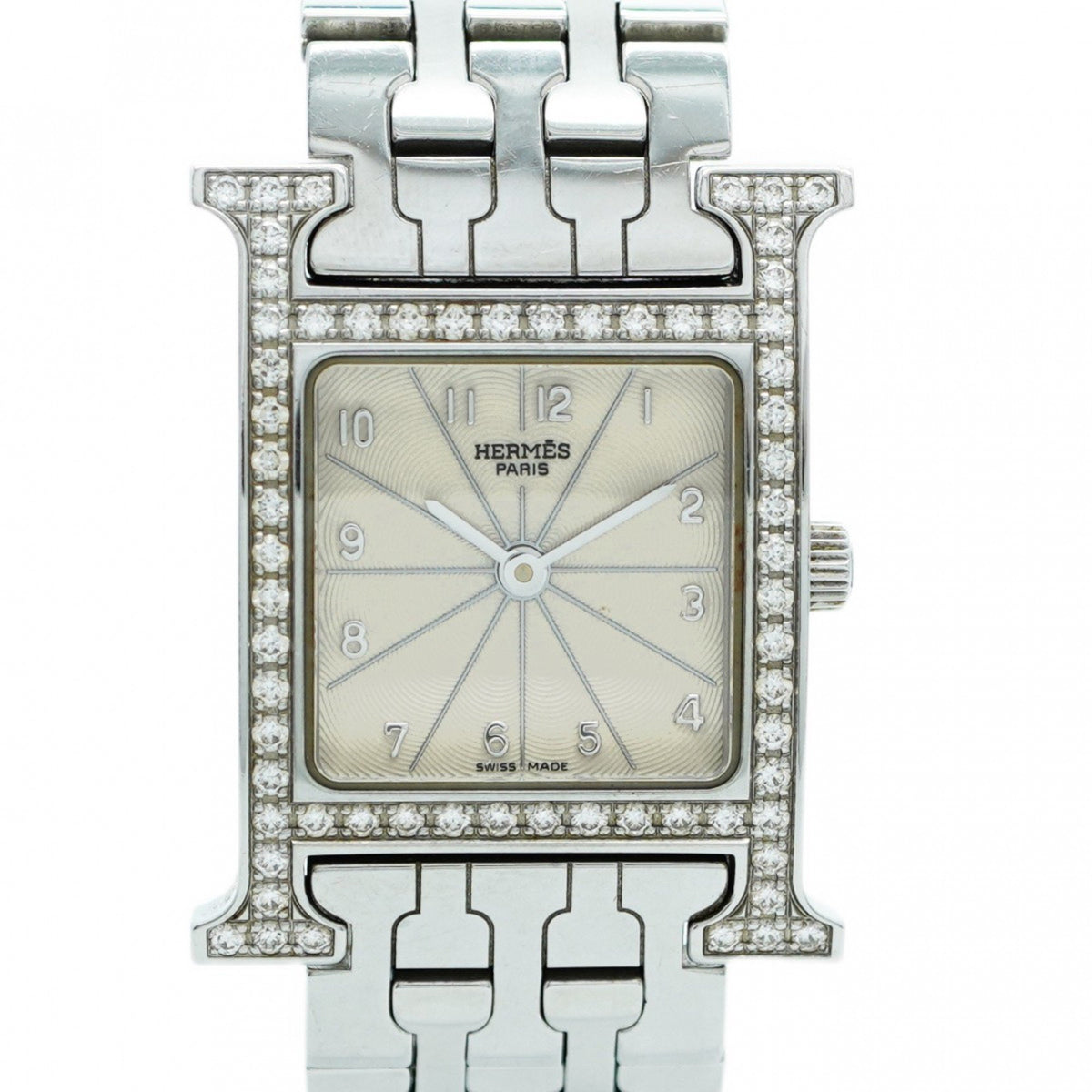 Gebrauchte Hermes H Uhr HH1.230 Elfenbeinfarbenes Zifferblatt für Damen 