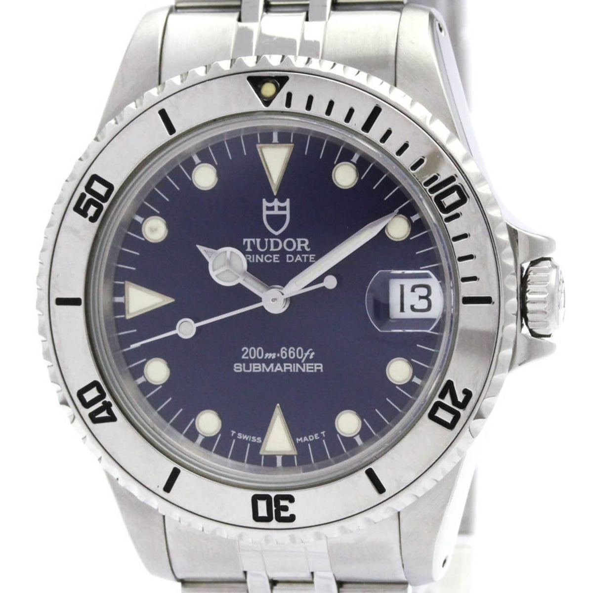 Pre-Owned TUDOR Rolex Submarina Steel Automatic Mens Watch 75190 Polished
