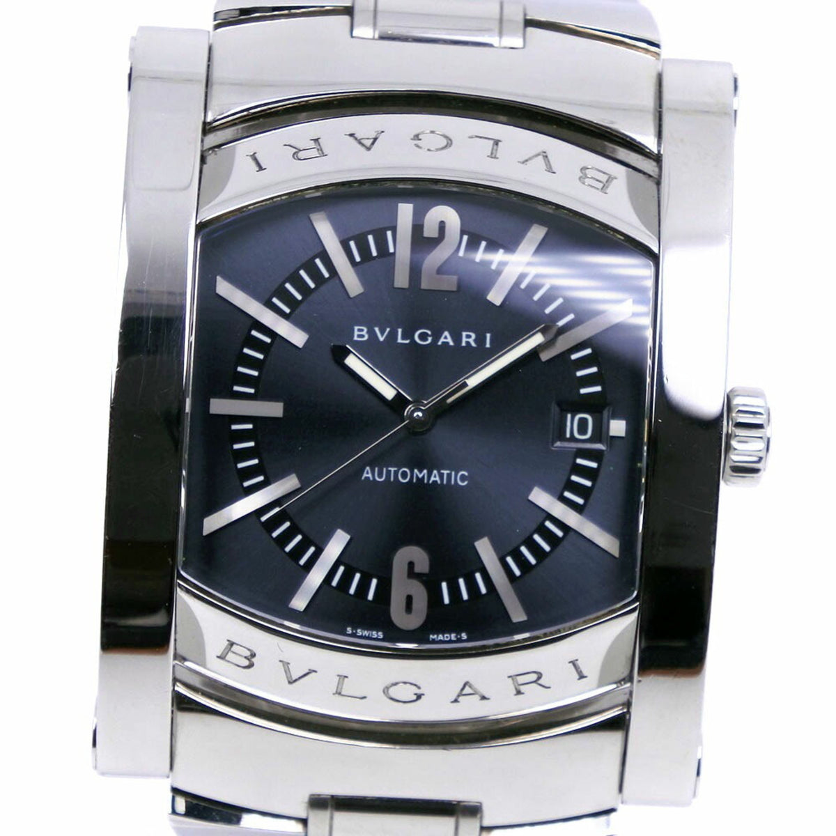 Gebrauchte Bvlgari Ashoma Uhr AA48S Edelstahl Silber Automatik Herren Marine Zifferblatt 