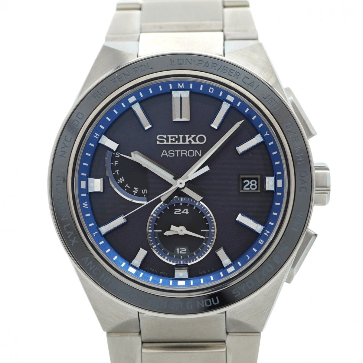 Gebrauchte Seiko Astron Nexter 8B63-0BD0 Herrenuhr mit schwarzem Zifferblatt 