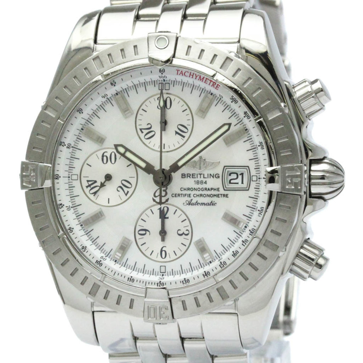 Gebrauchte polierte BREITLING Chronomat Evolution MOP Stahl Automatikuhr A13356 BF571641 