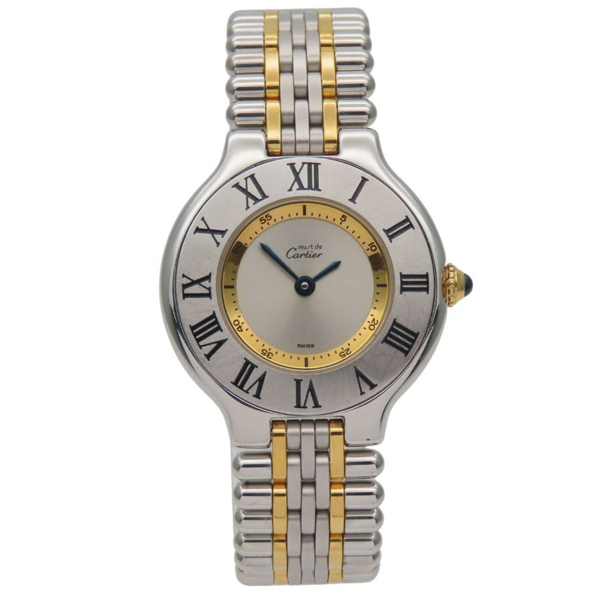 Gebrauchte Cartier Must 21 W10075F4 Vantianne SM 1340 Edelstahluhr mit silbernem oder goldenem Zifferblatt, Damen 
