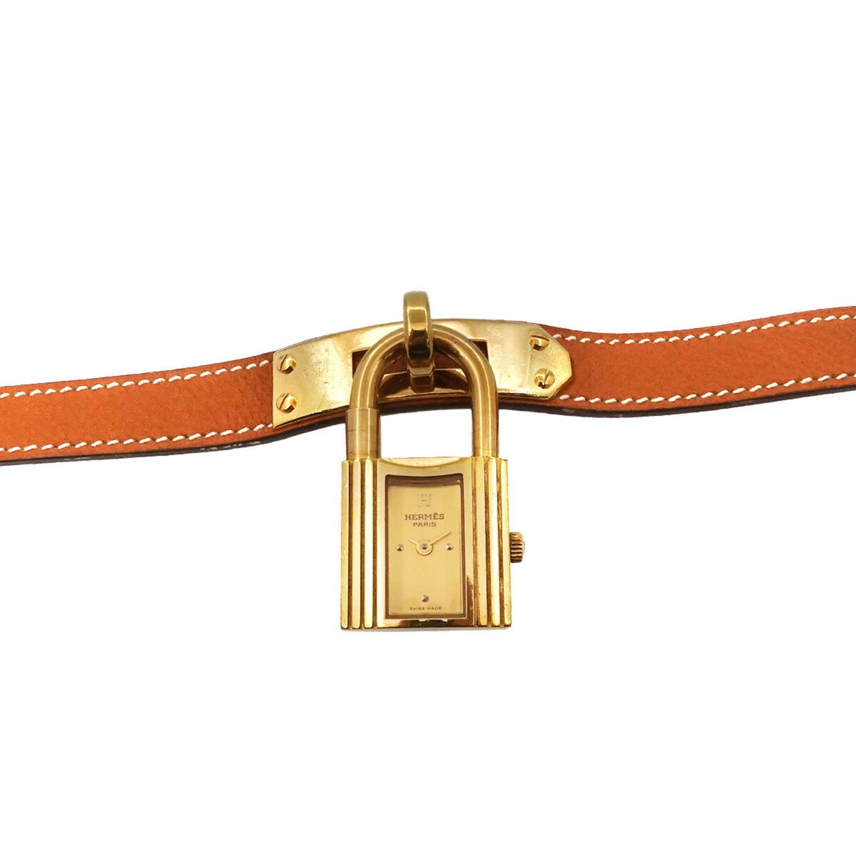 Pre-Owned Herm?s Kelly Watch Women's Gold Brown Quartz with Cadena