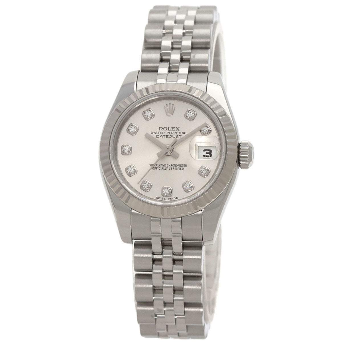 Gebrauchte Rolex 179174G Datejust 10P Diamant Uhr Edelstahl SS K18WG Damen ROLEX 