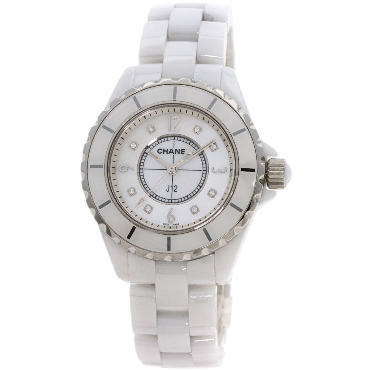 Pre-Owned Chanel H2422 J12 33mm 8P Diamond Watch Ceramic Ladies CHANEL