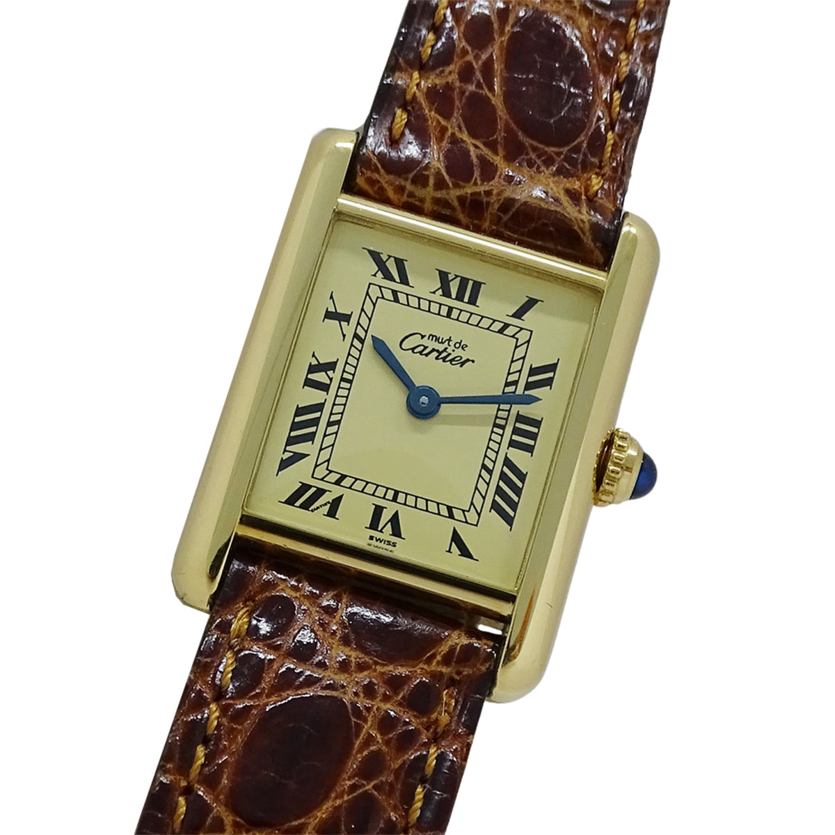 Pre-Owned Cartier Must Tank Women's Watch, Small, Vermeil Quartz, QZ 925 Leather, Square, W1003153