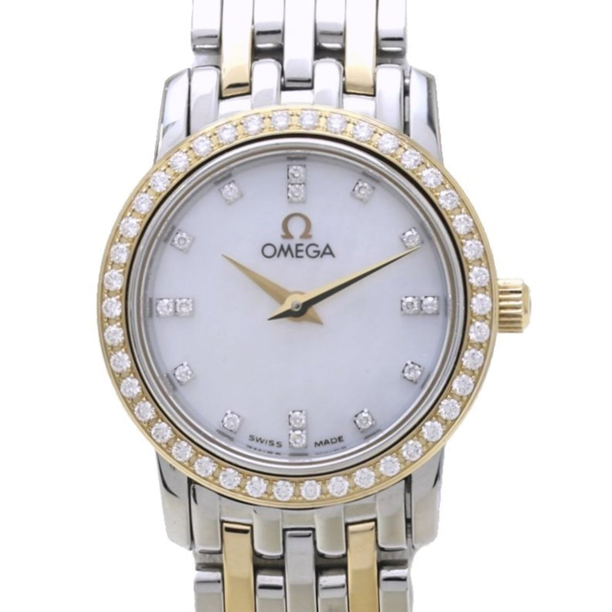 Gebrauchte OMEGA De Ville Prestige 4375.95.00 Diamantlünette, Index, K18YG Gelbgold x Edelstahl, Damenuhr, 39861 