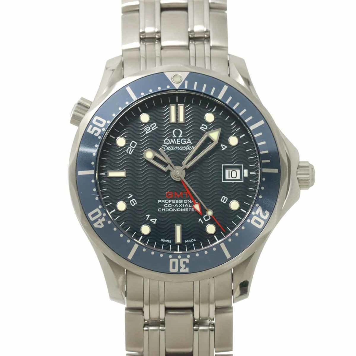 Pre-Owned OMEGA Seamaster Professional 300 GMT 2535 80 Men's Watch with Date, Navy Blue, Automatic