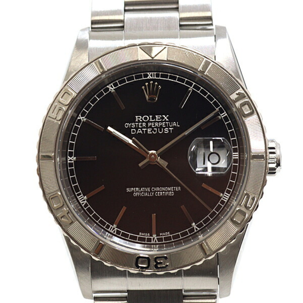 Pre-Owned Rolex Datejust Thunderbird 16264 K-serial (2001 model), black dial, automatic winding.