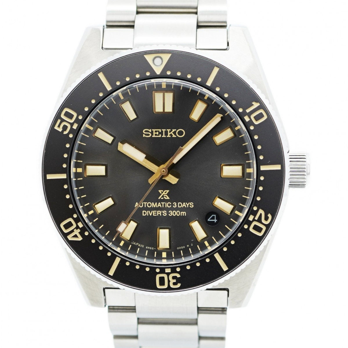 Gebrauchte Seiko Prospex 6R55-00G0 Herrenuhr mit grauem Zifferblatt 