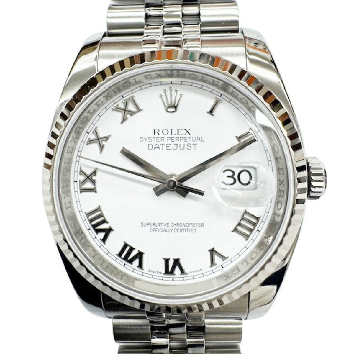 Pre-Owned ROLEX Rolex Datejust 116234 Roman Steel and White Gold Two-tone Men's Automatic Watch, Silver, V Edition, 2009, 8906010110109