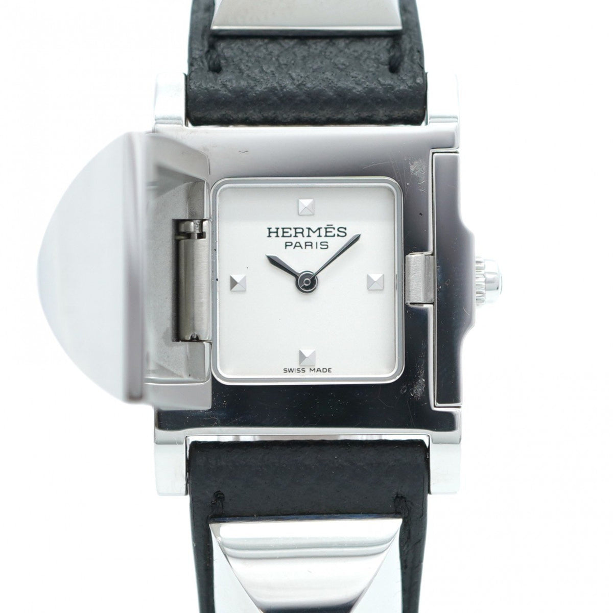 Gebrauchte Hermès Medor ME3.210 Damenuhr mit weißem Zifferblatt 
