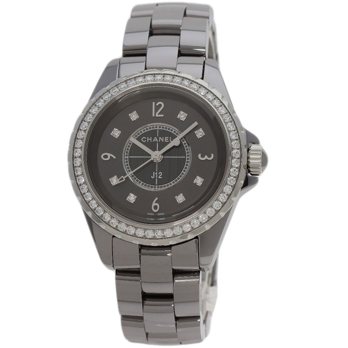 Gebrauchte Chanel H2565 J12 Chromatic 33mm 8P Diamant Uhr Titan Keramik Damen CHANEL 