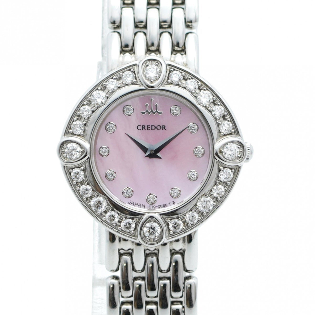 Gebrauchte Seiko Credor 1E70-0CY0 Damenuhr mit rosa Zifferblatt 