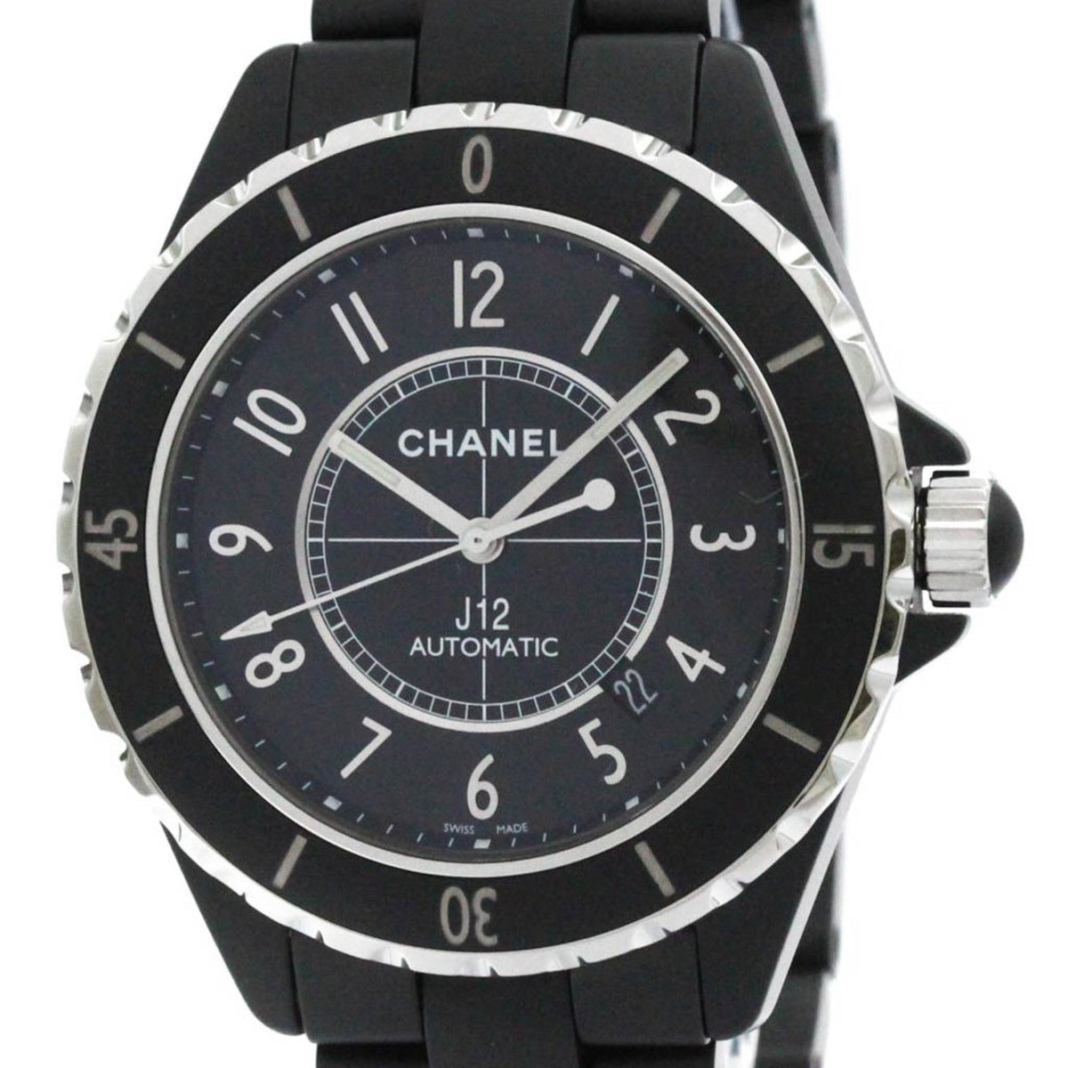 Gebrauchte, polierte CHANEL J12 Keramik-Automatik-Herrenuhr H3131 BF577999 