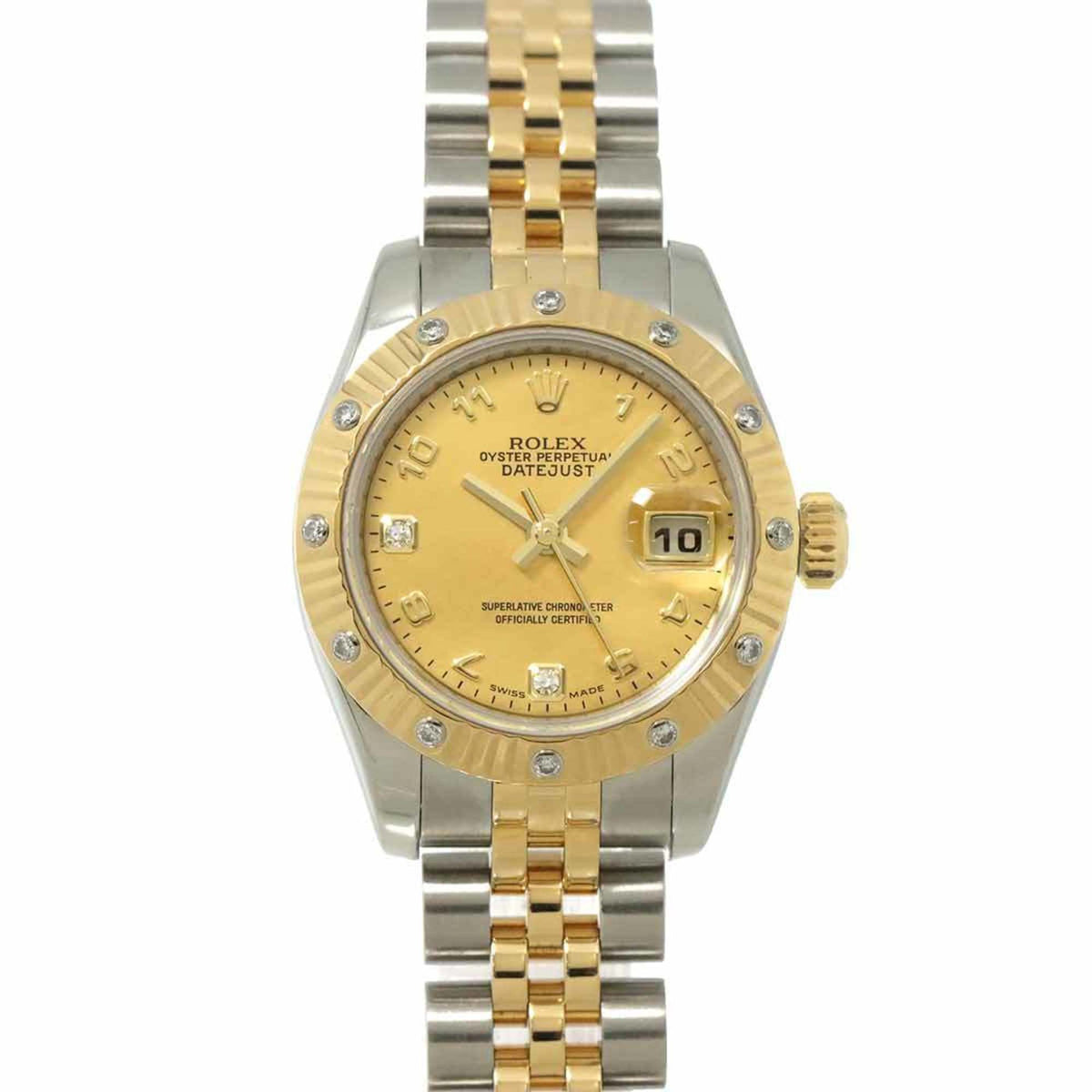 Pre-Owned Rolex Datejust 179313 2BR D Roulette Two-tone Women's Watch with Diamonds, Gold Dust, and 18K Yellow Automatic