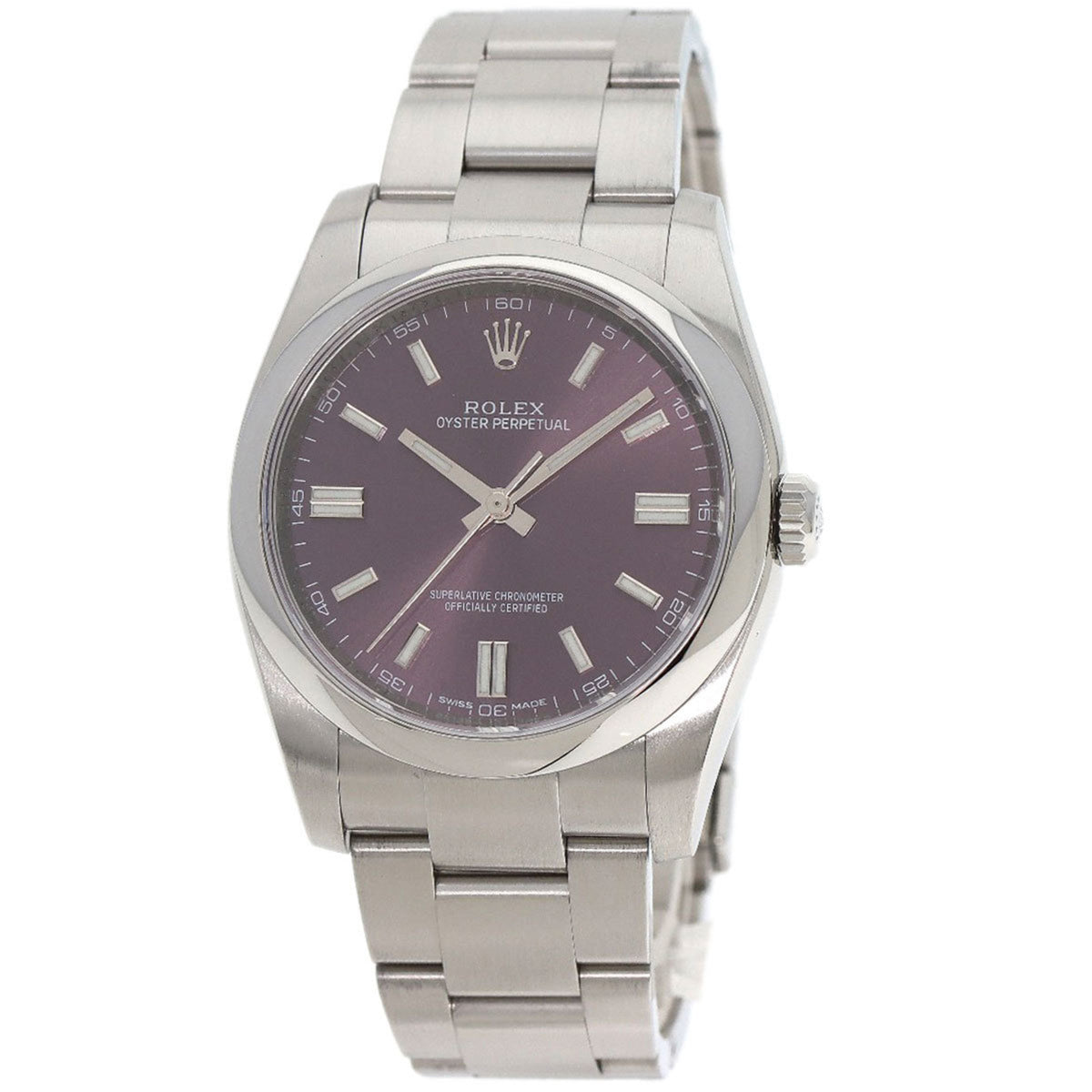 Gebrauchte Rolex 116000 Oyster Perpetual 36 Red Grape Uhr Edelstahl SS Herren ROLEX 