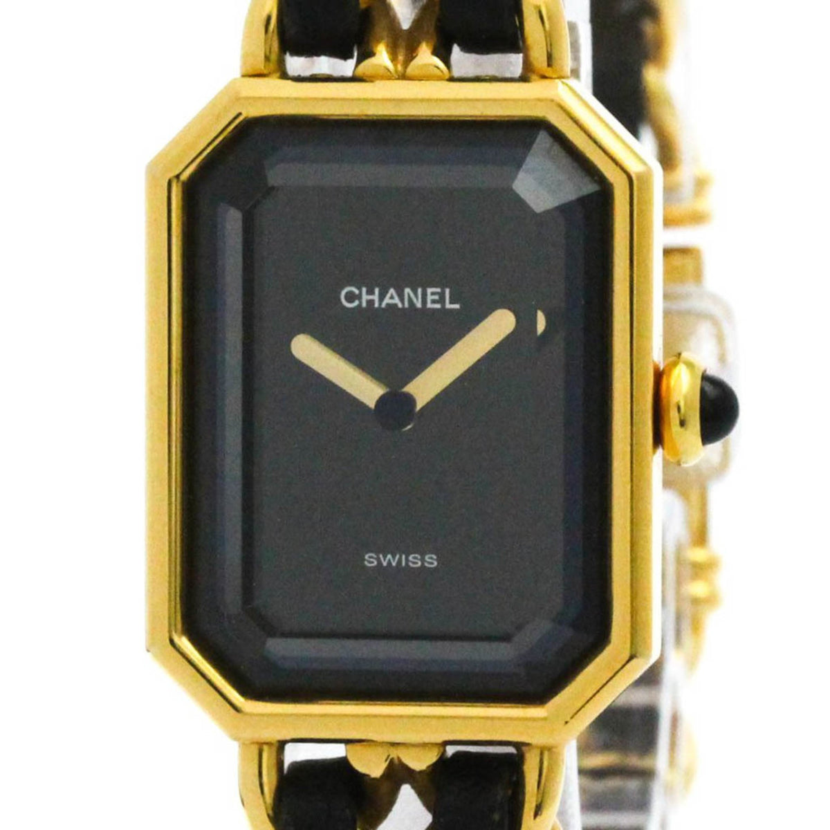 Gebrauchte CHANEL Premiere Größe L vergoldete Quarz-Damenuhr H0001 