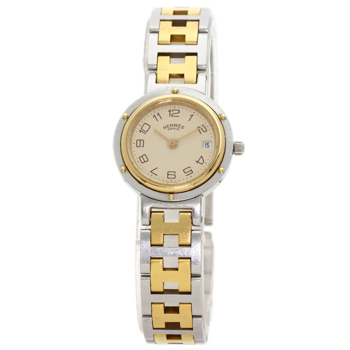 Gebrauchte Hermes Clipper Old Belt Uhr Edelstahl SSxGP Damen HERMES 