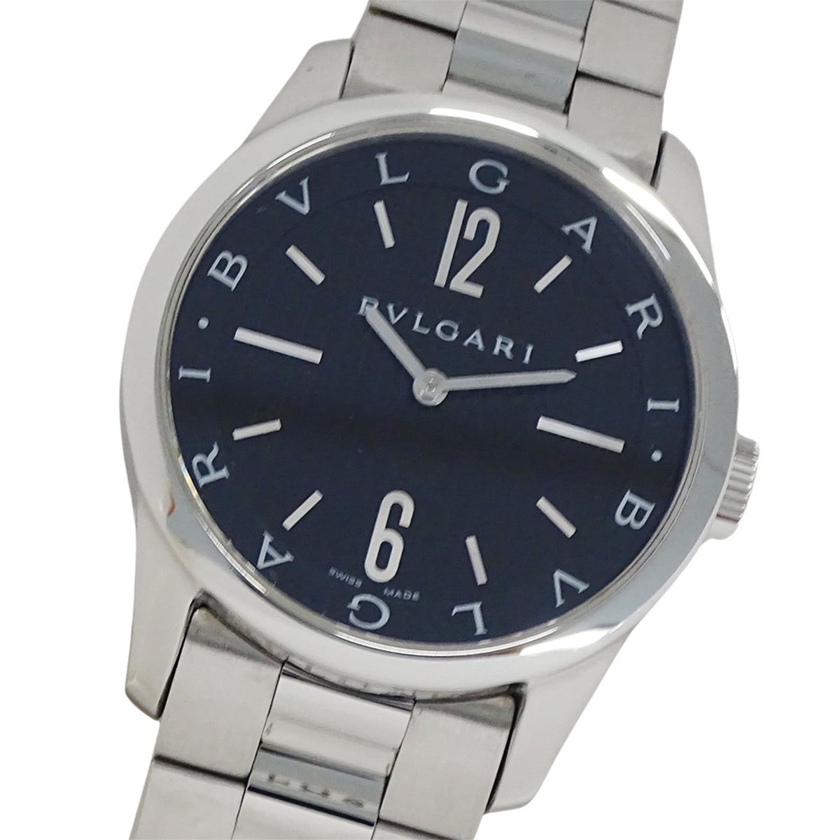 Pre-Owned Bulgari BVLGARI Men's Watch, Solo Tempo Quartz, Stainless Steel (SS) ST37S, Silver & Black