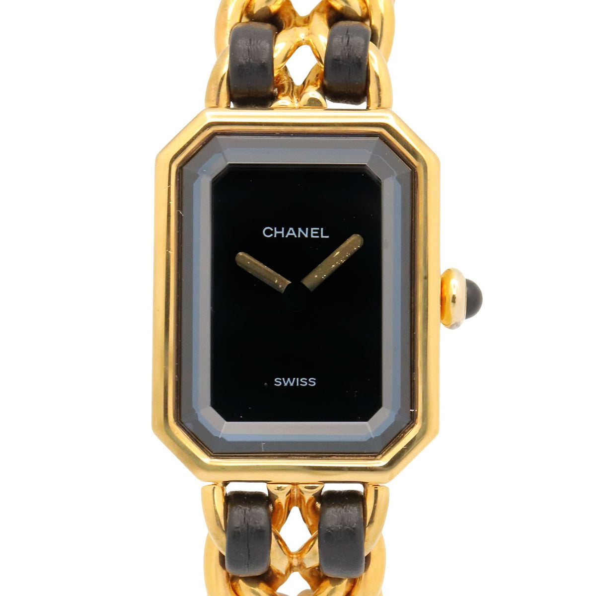 Pre-Owned Chanel CHANEL Premi?re M Watch, Gold Plated Leather, Women's, Black, H0001