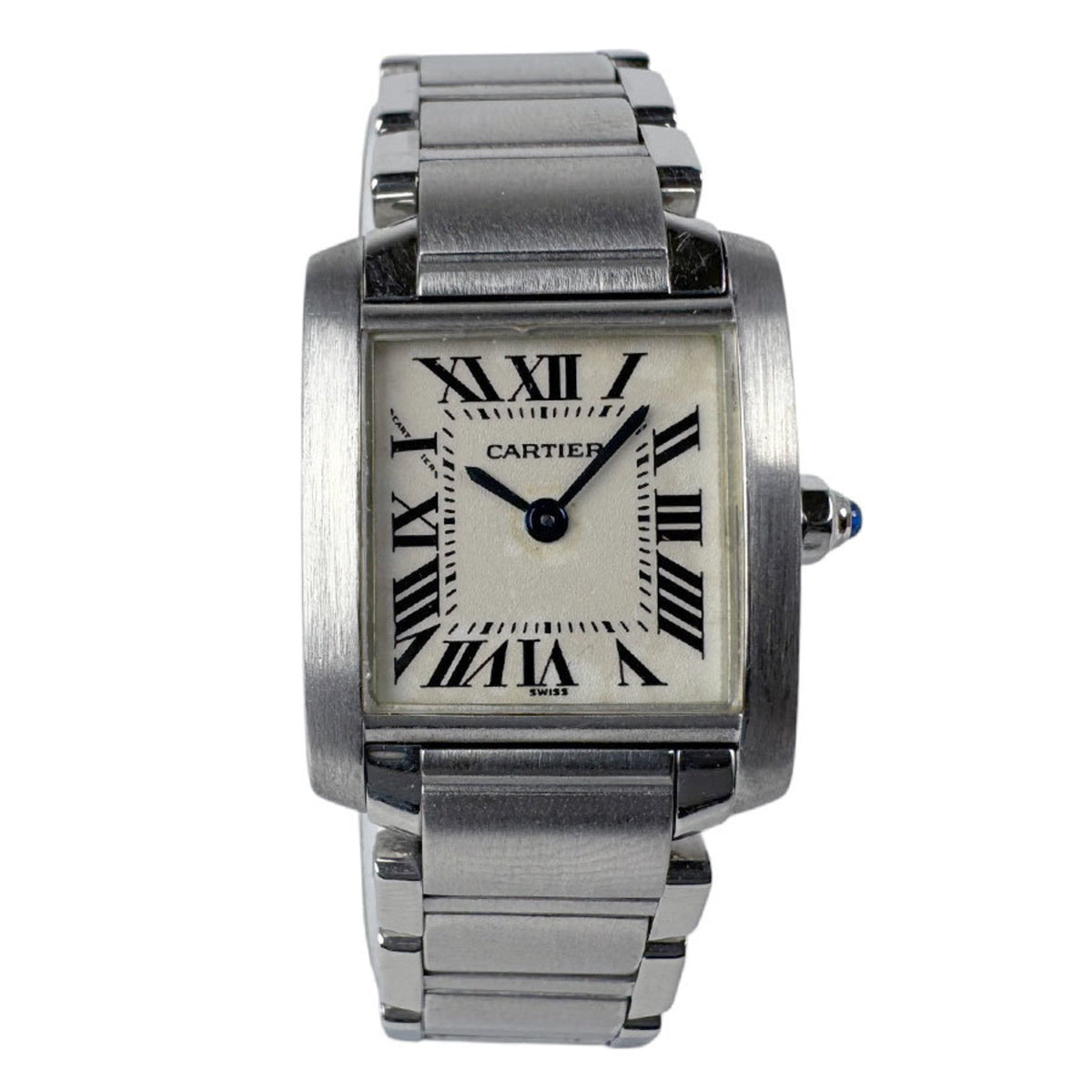 Gebrauchte CARTIER Uhr Tank Francaise SM Edelstahl Silber x Weiß Damen Quarz 