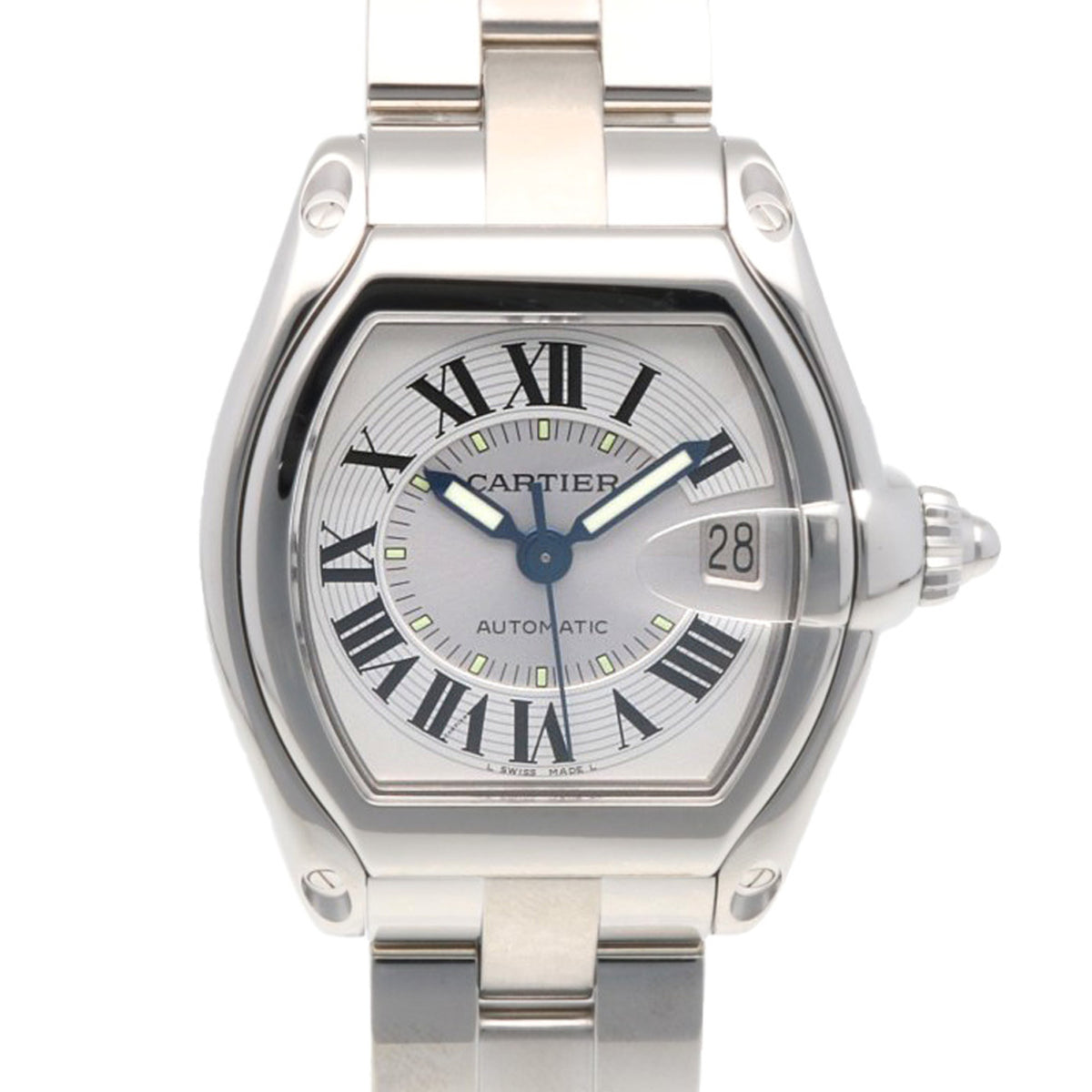 Pre-Owned Cartier Roadster LM Men's Stainless Steel Automatic Watch, 2510, Overhauled and Polished, Includes Jewelry Watch Cleaning Kit, Roman Numerals