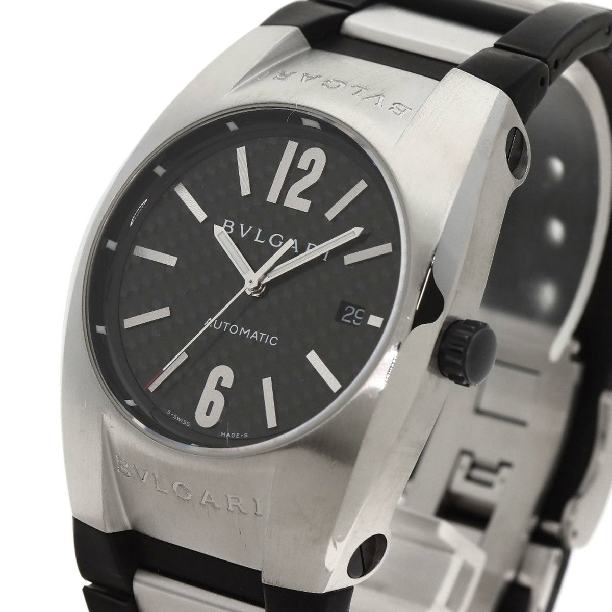 Gebrauchte BVLGARI EG40S Ergon Carbon Uhr Edelstahl Kautschuk Herren 