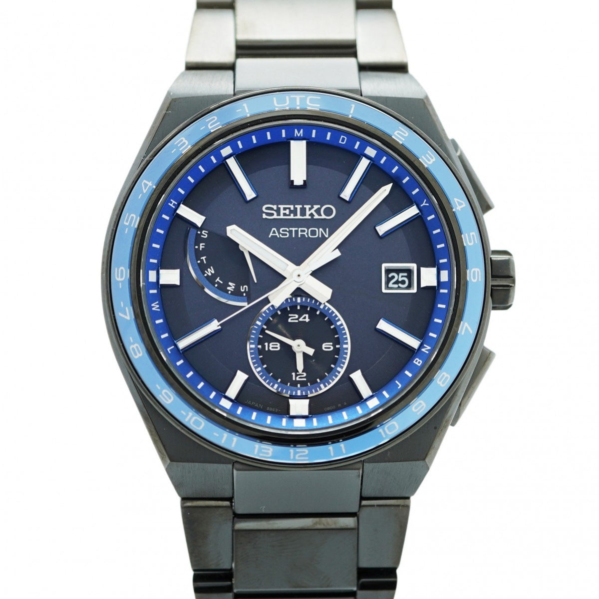 Gebrauchte Seiko Astron 8B63-0BB0 Herrenuhr mit schwarzem Zifferblatt 