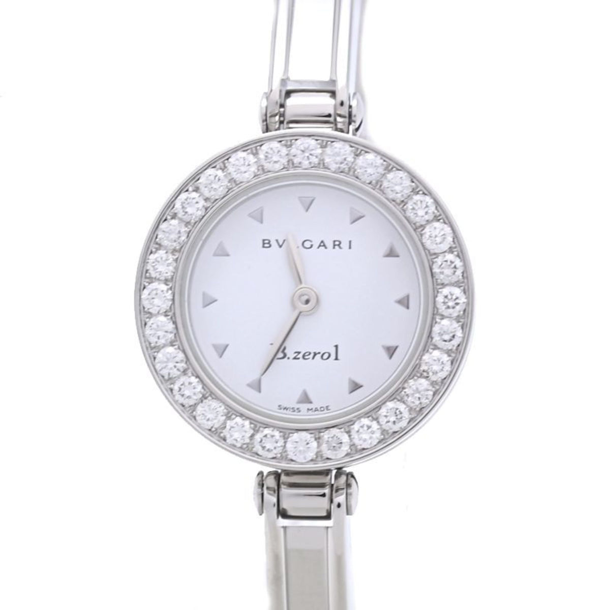 Gebrauchte BVLGARI B.zero1 BZ22WSDS BZ22S Damenuhr aus Edelstahl, mittlere Größe, Diamantlünette, 39985 