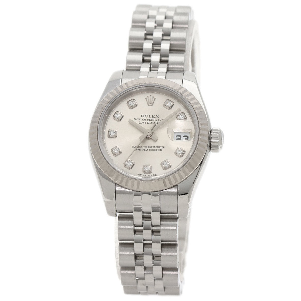 Gebrauchte Rolex 179174G Datejust 10P Diamant Uhr Edelstahl SS Damen ROLEX 