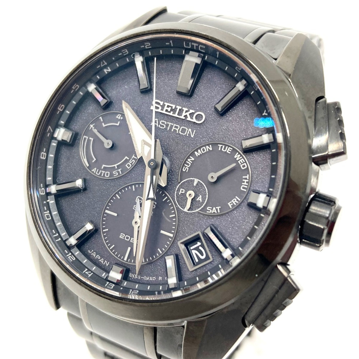Gebrauchte Seiko SBXC069/5X53-0AV0 Astron Global Line Solar Funkwellen-Armbanduhr Schwarz 